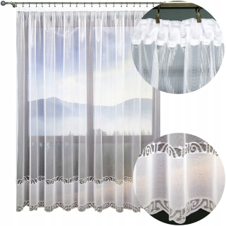 Elegantná klasická jacquardová záclona na riasacej páske - 220x800 cm, biela