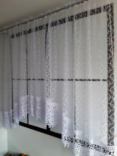 Elegantná Biela Záclona z Markízy a Čipky 150x500 cm