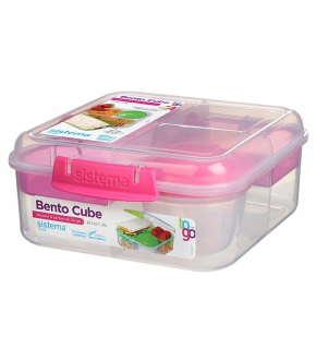 Ružový obedový box Sistema Bento Cube To Go, 1,25 l