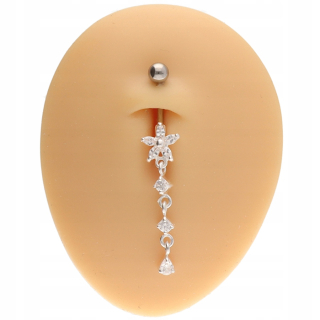 NÁUŠNICE DO BRUCHA zo STRIEBRA AG 925 s bielymi ZIRKÓNMI 1,6/10/5+10x36 mm
