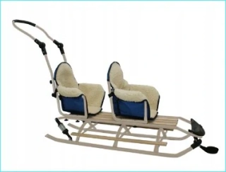 Sánky pre deti - Mikrus Sanki Duo Twin Sport Beige+Tasíče nárazov+sedadlo
